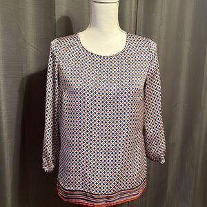 MERONA Blue and Red 3/4 Sleeved Blouse.  SIze S/P